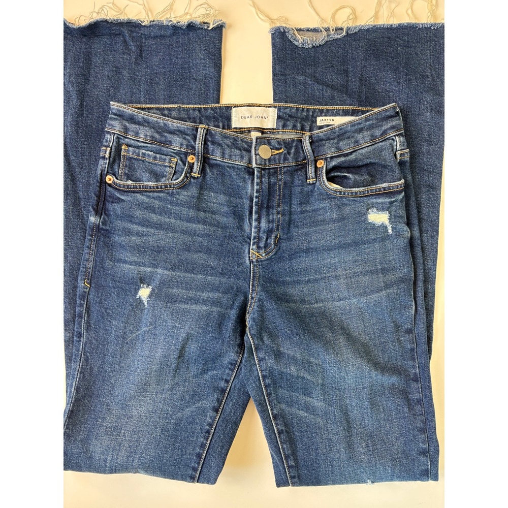 Dear John Jaxtyn Bootcut Jeans Blue Womens 27 High Rise Raw Hem Consign
